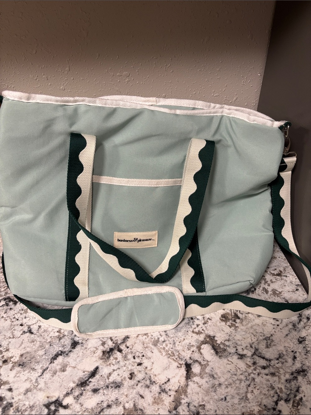 Mint Green Cooler Tote Bag with Dark Green Trim
